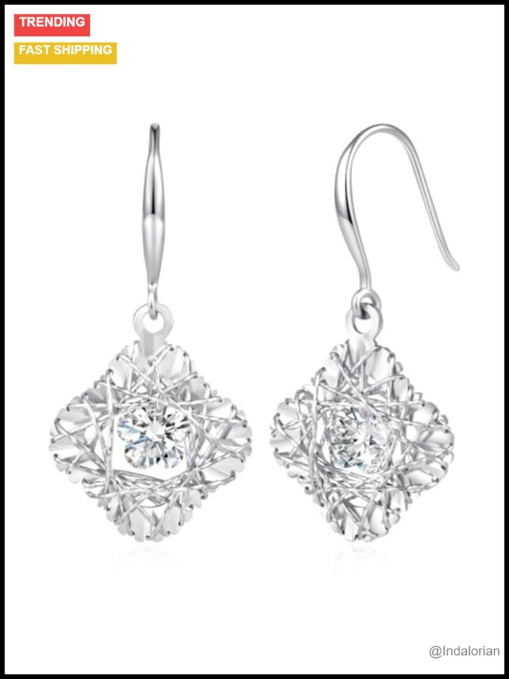 925 Sterling Silver Hand Woven Dangle Earrings for Women